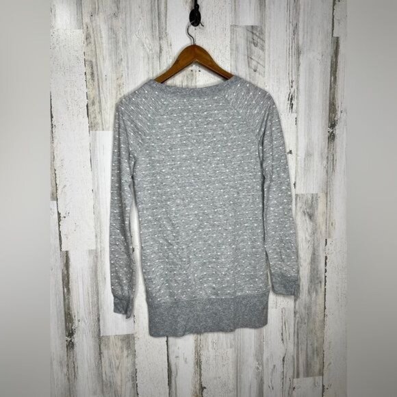 SO Women's Long Sleeve Polka Dot Sweater Gray White Size Medium - Picture 2 of 11